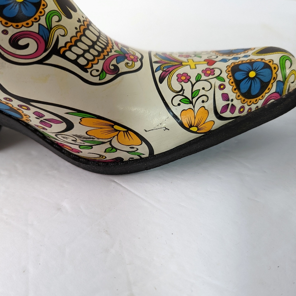 SOLD Rain Boots Sugar Skull Dia de Meurtos 6 Western Boot Style Cowgirl - Picture 7 of 15